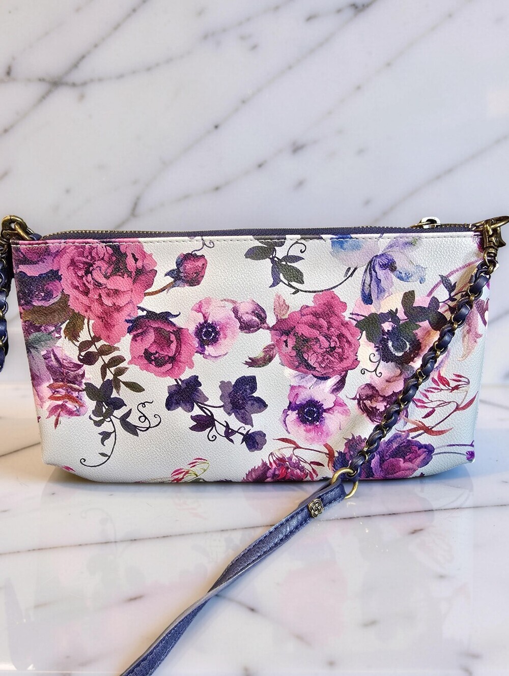 Elliott Lucca Artisan 3-Way Demi Floral Crossbody Clutch Purse